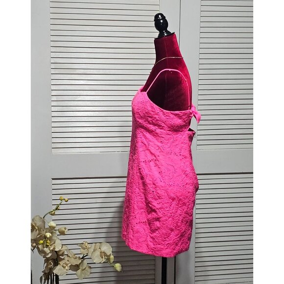Lilly Pulitzer Women's Pink Shelli Eyelet A-Line Dress With Bow Back Sz 6 2875 - Picture 4 of 13